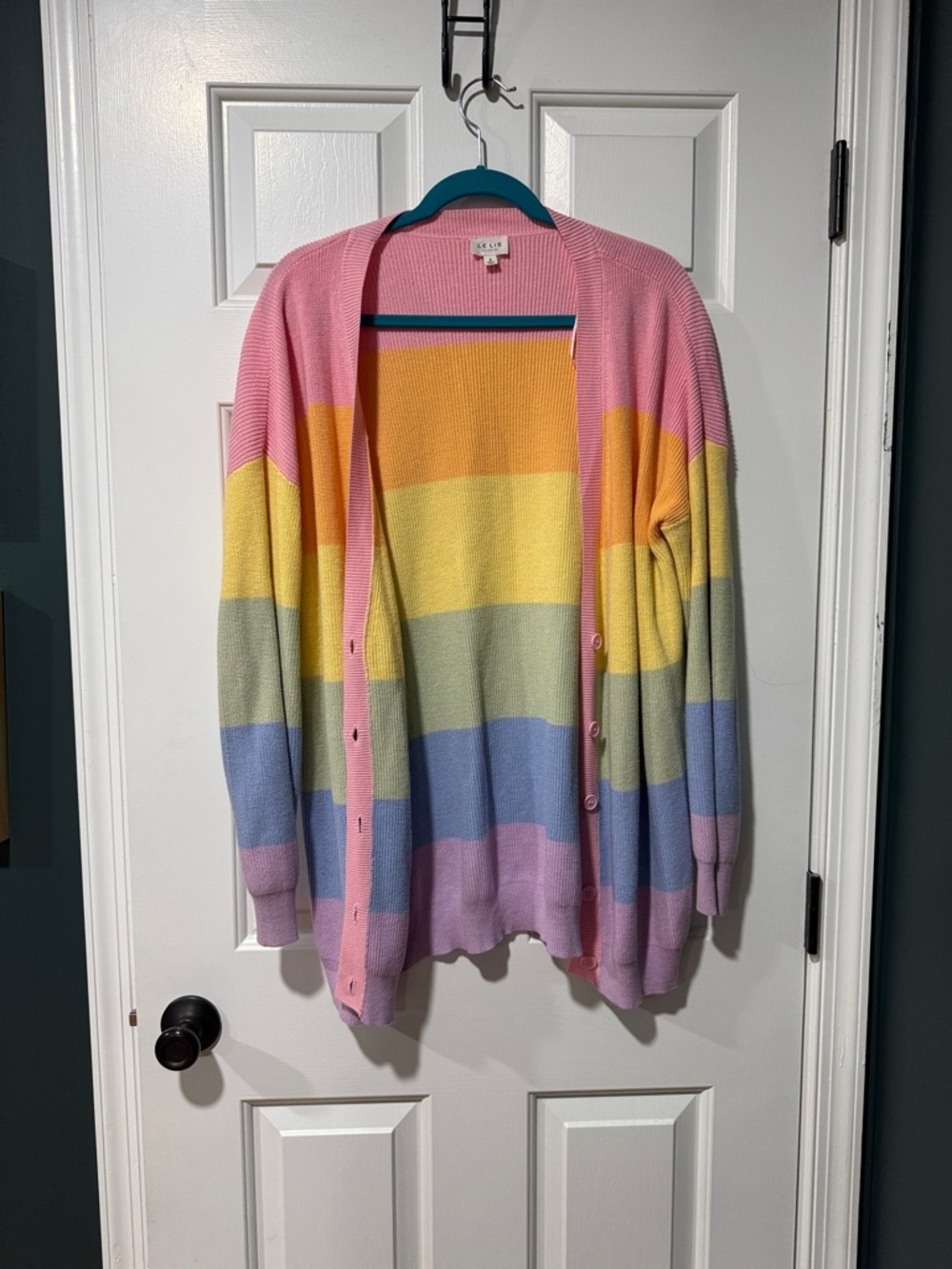 Le Lis Pastel Stripe Open Cardigan in Pink, Yellow, Green, Blue, Lavender